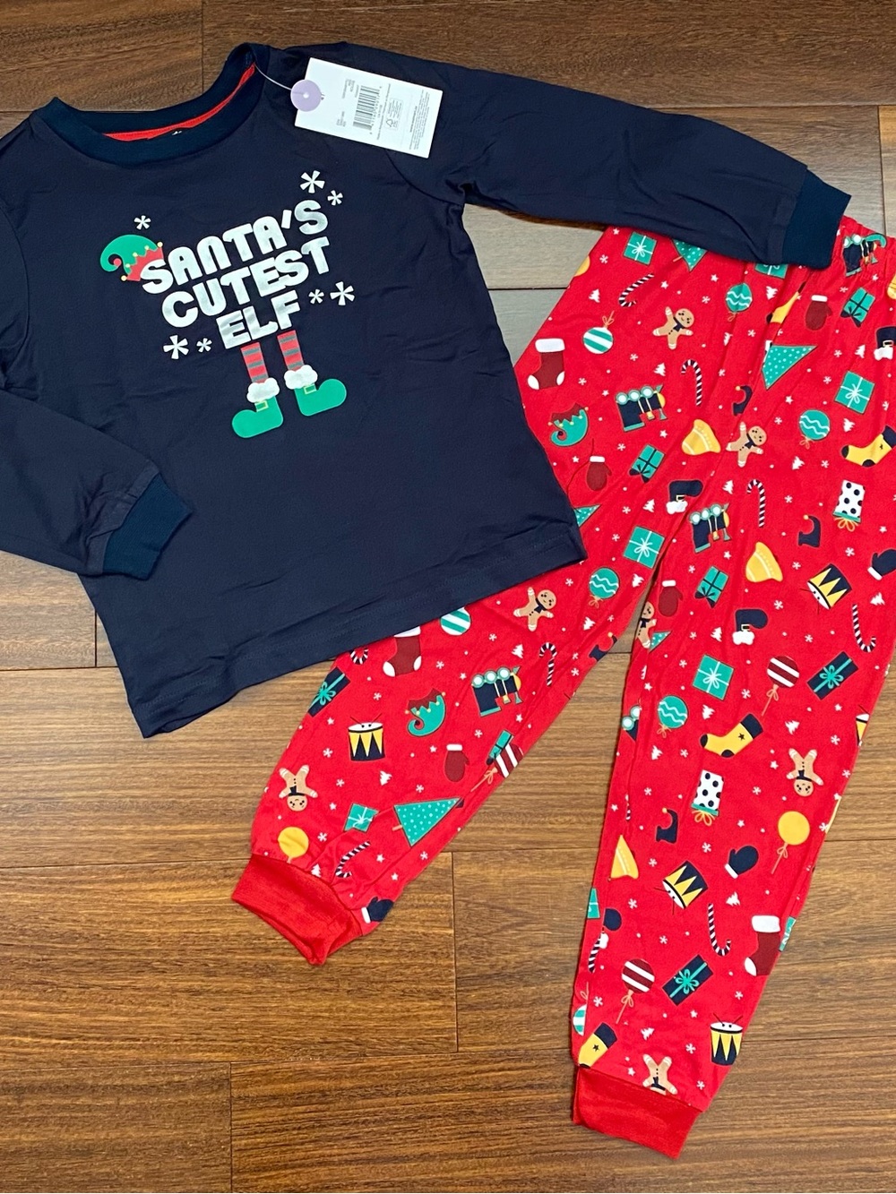 Kids' Navy & Red 'Santa's Cutest Elf' Pajama Set